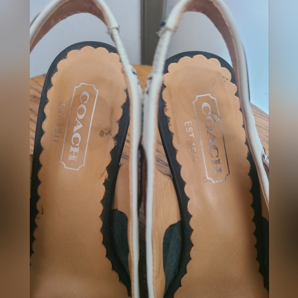 Coach Athena Slingback Wedges, Navy and White, size 6.5 - Picture 5 of 6
